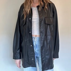 Zara black vegan leather jacket